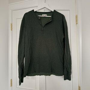 J.Crew Men's Green 100% Cotton Henley Long- Sleeved Shirt